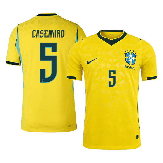 Versão do Jogador CASEMIRO #5 Brasil Casa Copa do Mundo Futebol Camisas 2026 Amarelo
