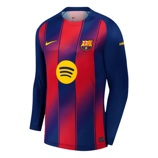 Barcelona Casa Manga comprida Camisa 2025/26 Vermelho&Azul camisola de futebol