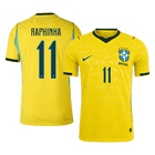 Versão do Jogador RAPHINHA #11 Brasil Casa Copa do Mundo Futebol Camisas 2026 Amarelo