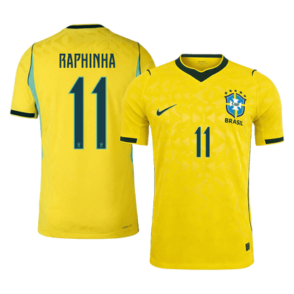 Versão do Jogador RAPHINHA #11 Brasil Casa Copa do Mundo Futebol Camisas 2026 Amarelo