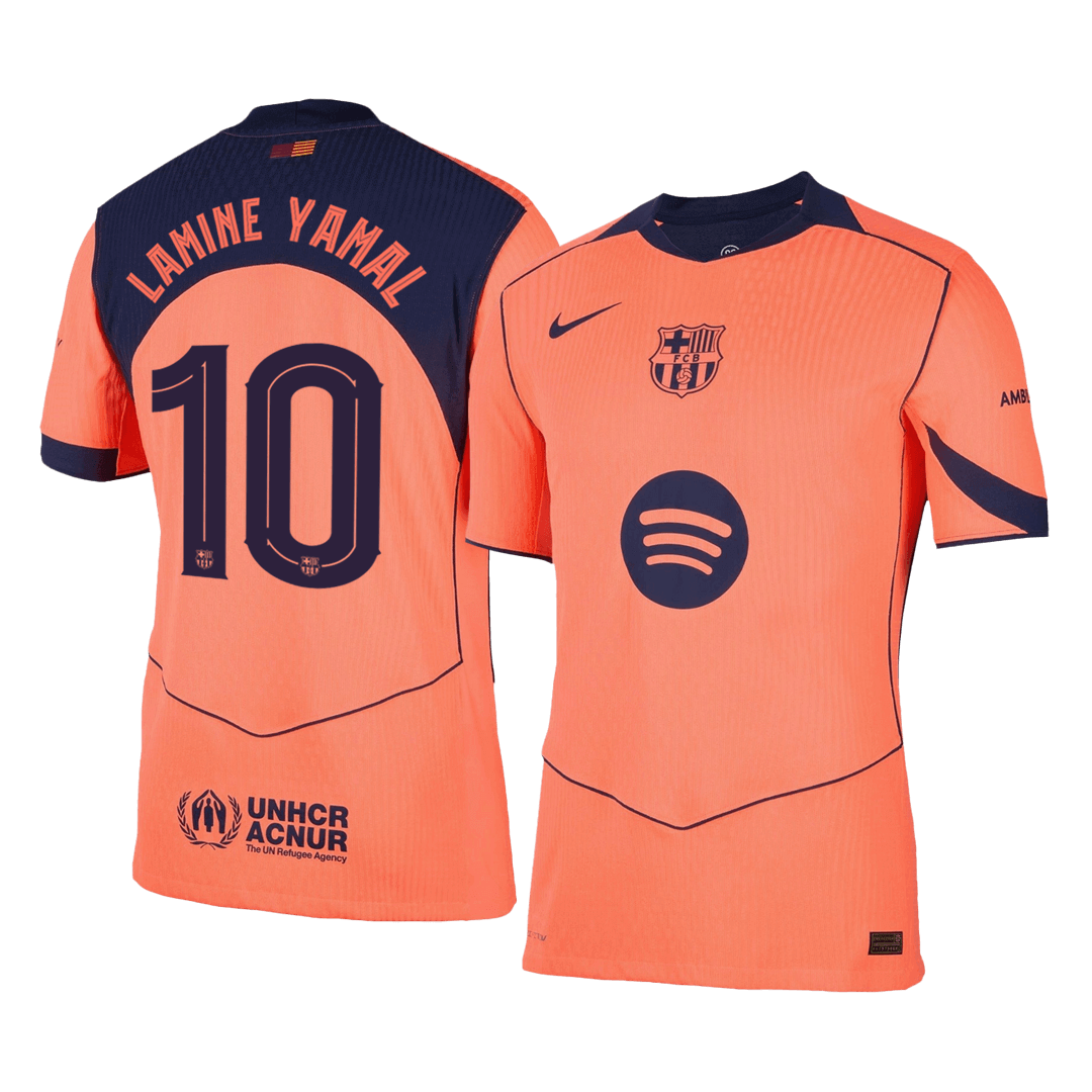 Jogadoras LAMINE YAMAL #10 Barcelona Fora Terceira UCL Futebol Camisas 2025/26 camisola de futebol