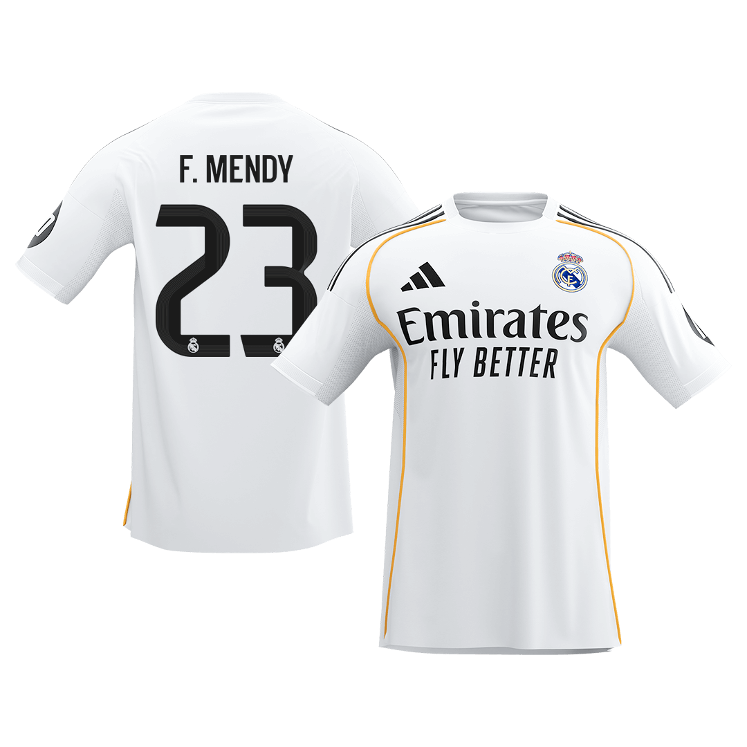 【Super Qualidade】F.MENDY #23 Real Madrid
 Casa Futebol Camisa 2025/26 Branco camisola de futebol