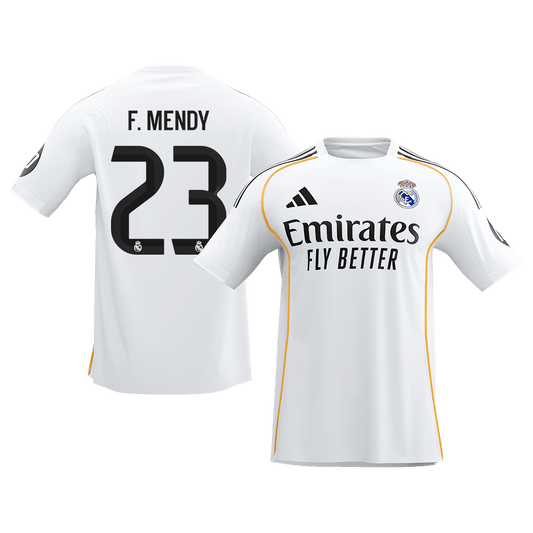 【Super Qualidade】F.MENDY #23 Real Madrid
 Casa Futebol Camisa 2025/26 Branco camisola de futebol