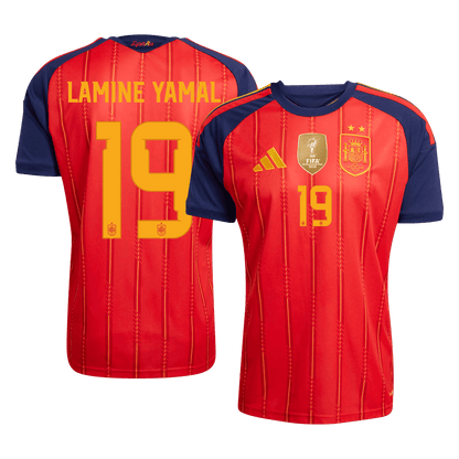 Versão do Jogador LAMINE YAMAL #19 Spain Casa Copa do Mundo Futebol Camisas 2026 Vermelho