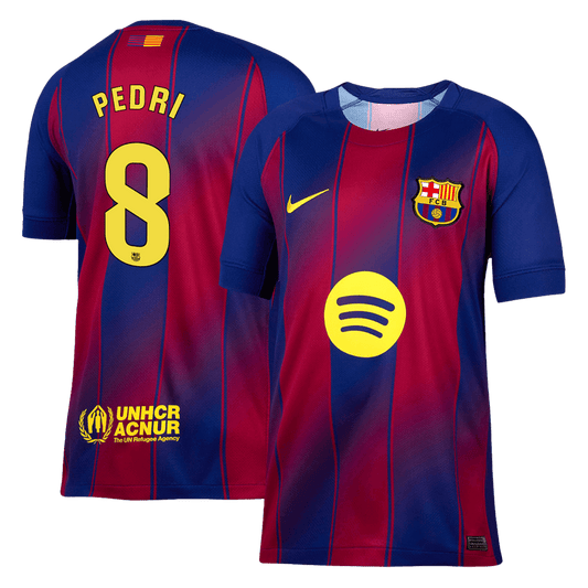 PEDRI #8 Barcelona Casa Camisa 2025/26- Vermelho&Azul camisola de futebol