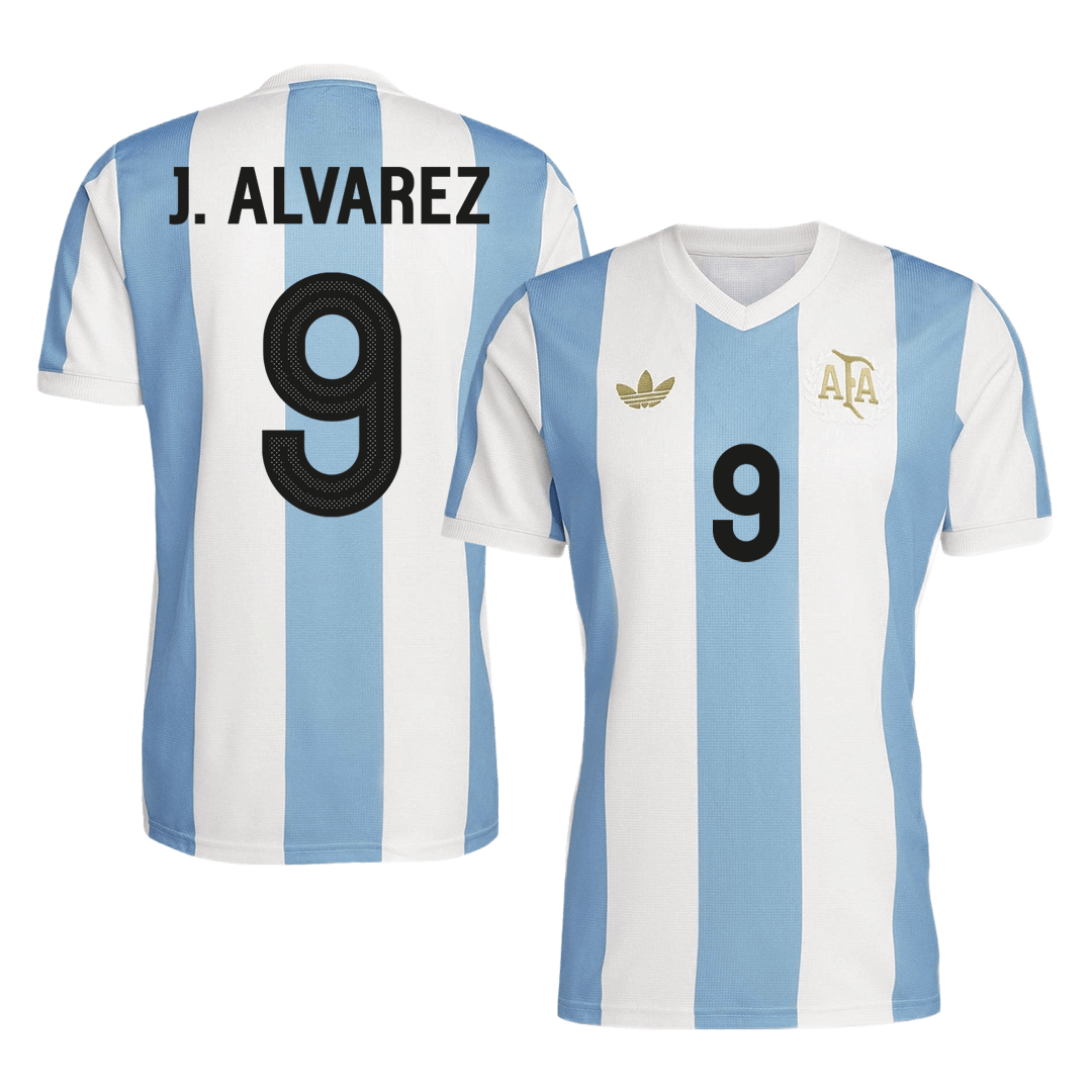 J.ALVAREZ #9 Argentina Camisola de futebol personalizada 50th aniversário 2025/26