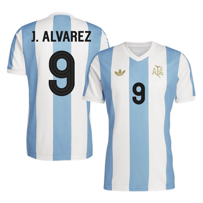 J.ALVAREZ #9 Argentina Camisola de futebol personalizada 50th aniversário 2025/26