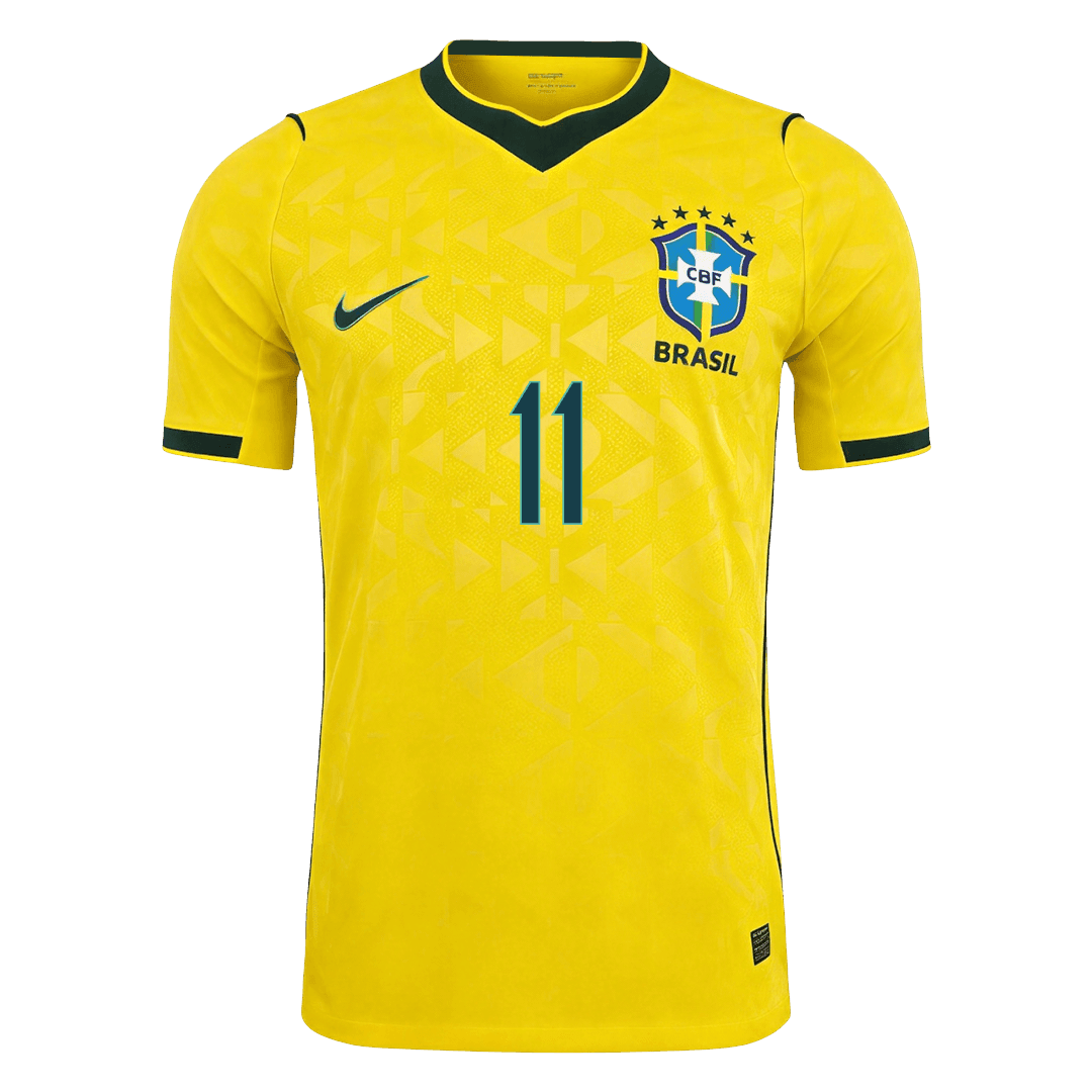 Versão do Jogador RAPHINHA #11 Brasil Casa Copa do Mundo Futebol Camisas 2026 Amarelo
