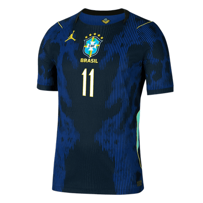 Versão do Jogador RAPHINHA #11 Brasil Fora Copa do Mundo Futebol Camisas 2026 Marinha
