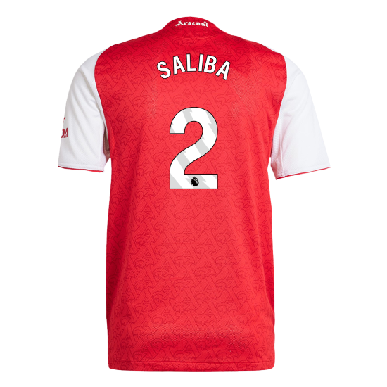 Jogador SALIBA #2 Arsenal Casa Futebol Camisas 2025/26 Vermelho