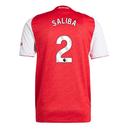 Jogador SALIBA #2 Arsenal Casa Futebol Camisas 2025/26 Vermelho
