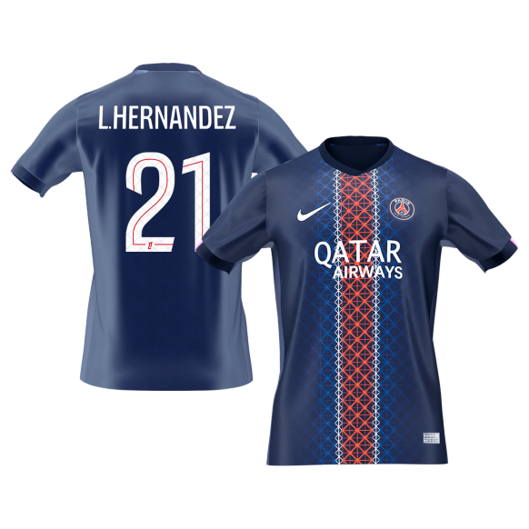 【Super Qualidade】L.HERNANDEZ #21 PSG
 Casa Futebol Camisa 2025/26 Marinha camisola de futebol
