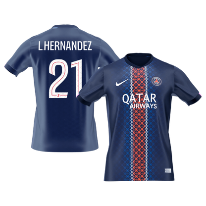 【Super Qualidade】L.HERNANDEZ #21 PSG
 Casa Futebol Camisa 2025/26 Marinha camisola de futebol