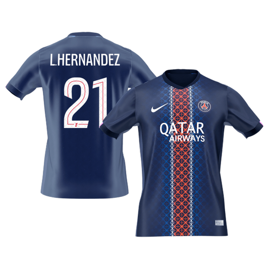 【Super Qualidade】L.HERNANDEZ #21 PSG
 Casa Futebol Camisa 2025/26 Marinha camisola de futebol