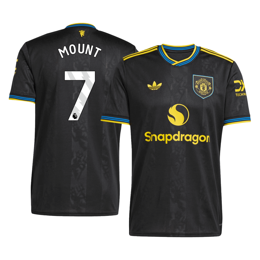 MOUNT #7 Manchester United Fora Terceira Camisa 2025/26 Preto camisola de futebol
