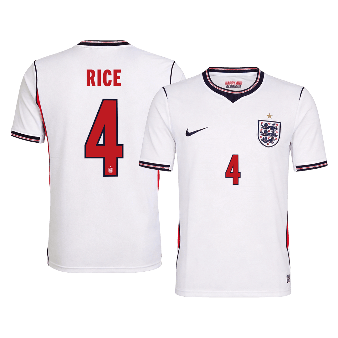 RICE #4 Inglaterra Casa Copa do Mundo Camisa 2026 Branco