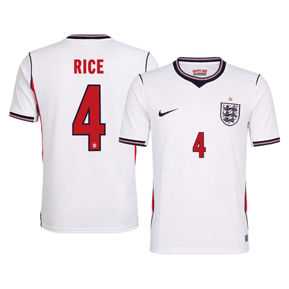 RICE #4 Inglaterra Casa Copa do Mundo Camisa 2026 Branco