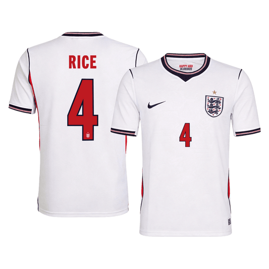 RICE #4 Inglaterra Casa Copa do Mundo Camisa 2026 Branco