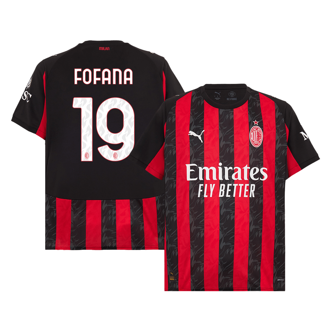 【Super Qualidade】FOFANA #19 AC Milan
 Casa Futebol Camisa 2025/26 camisola de futebol