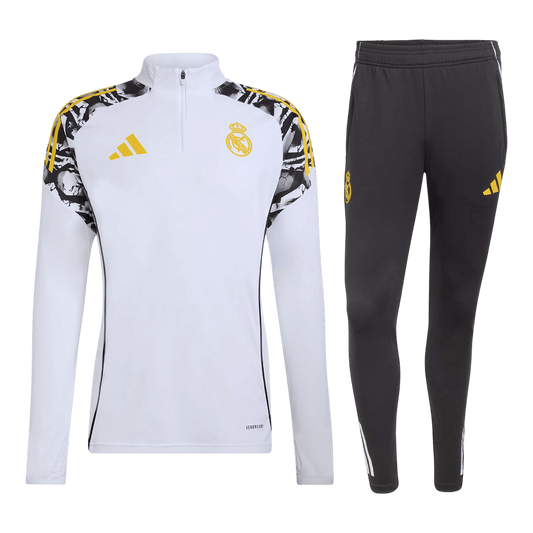 Real Madrid Infantil Zíper Moletom Conjunto (Top+Pants) 
 2025/26 Branco camisola de futebol
