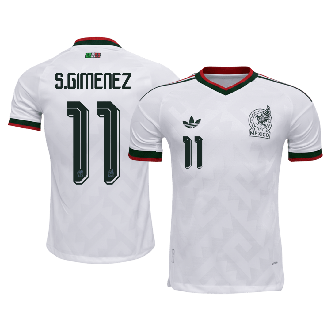 Versão do Jogador S.GIMENEZ #11 México Fora Copa do Mundo Futebol Camisas 2026 Branco