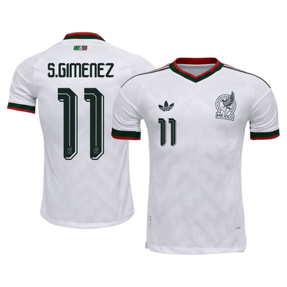Versão do Jogador S.GIMENEZ #11 México Fora Copa do Mundo Futebol Camisas 2026 Branco