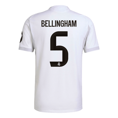 Jogador BELLINGHAM #5 Real Madrid Casa Futebol Camisas 2025/26 Branco