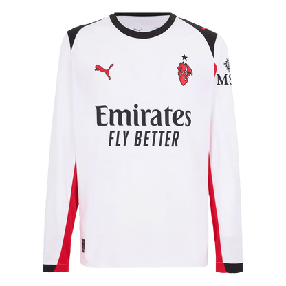 AC Milan Fora Manga comprida Camisa 2025/26 Branco camisola de futebol
