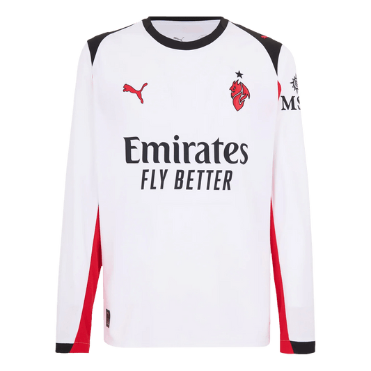 AC Milan Fora Manga comprida Camisa 2025/26 Branco camisola de futebol