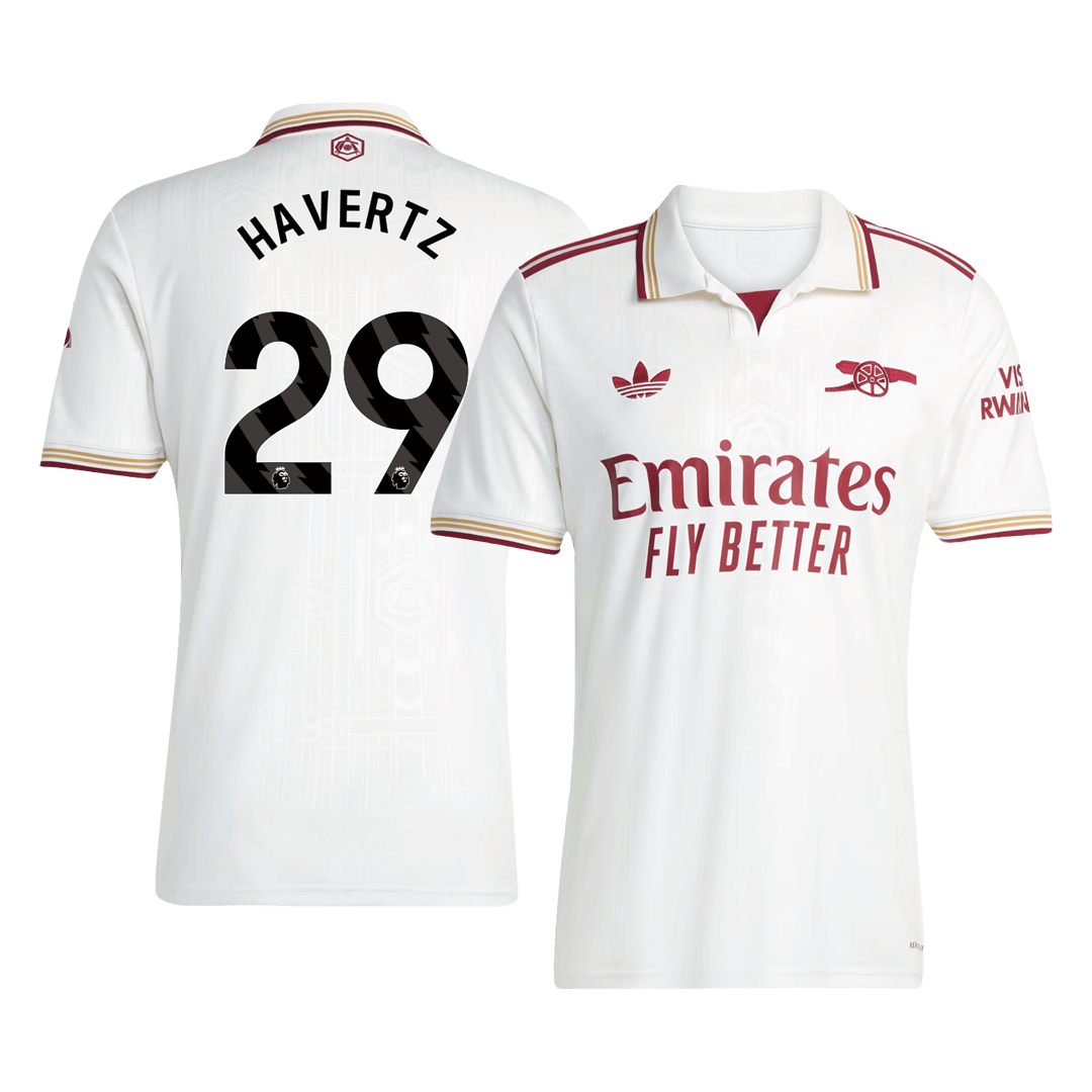 HAVERTZ #29 Arsenal Fora Terceira Camisa 2025/26 Branco camisola de futebol
