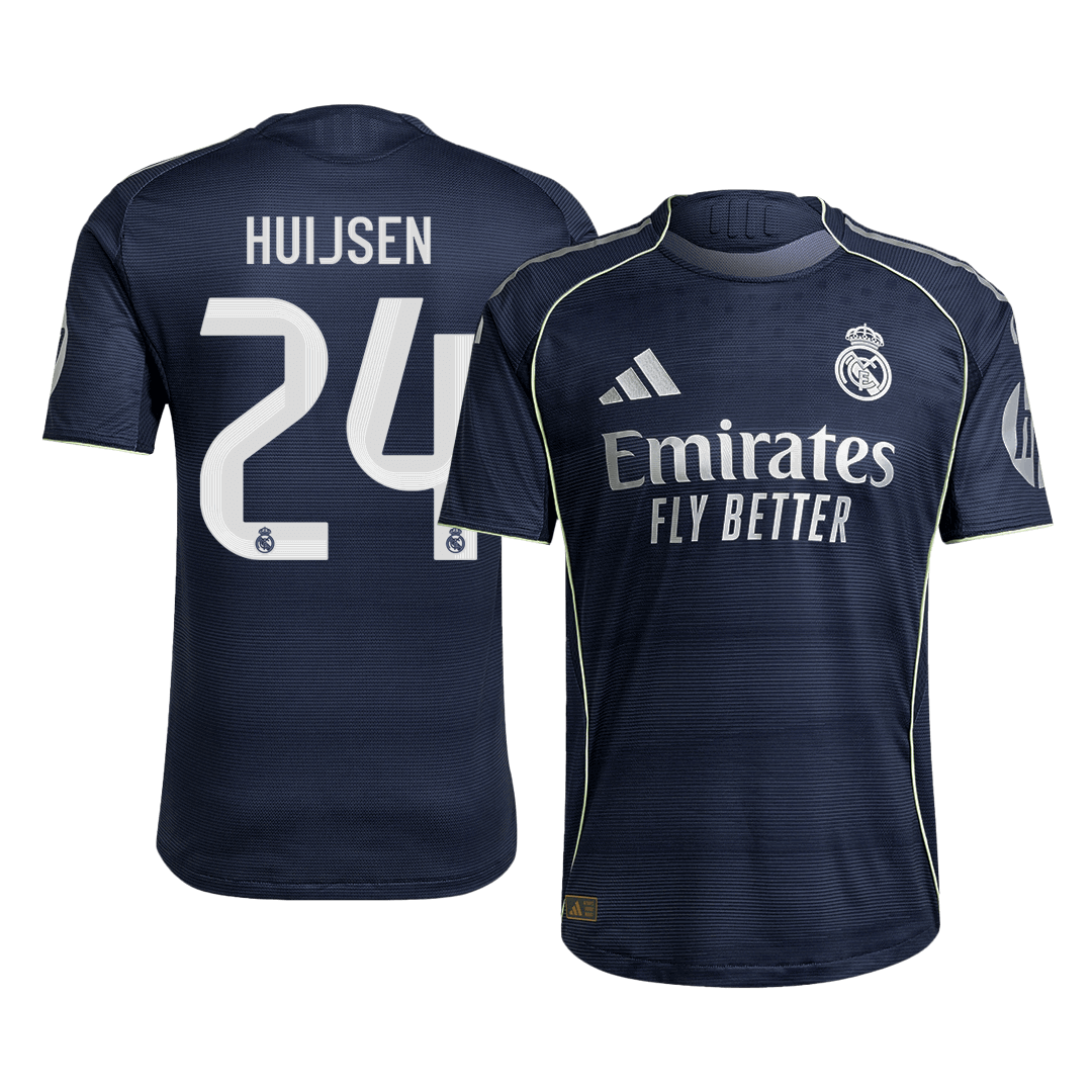 Jogador HUIJSEN #24 Real Madrid Fora Futebol Camisas 2025/26 Marinha camisola de futebol