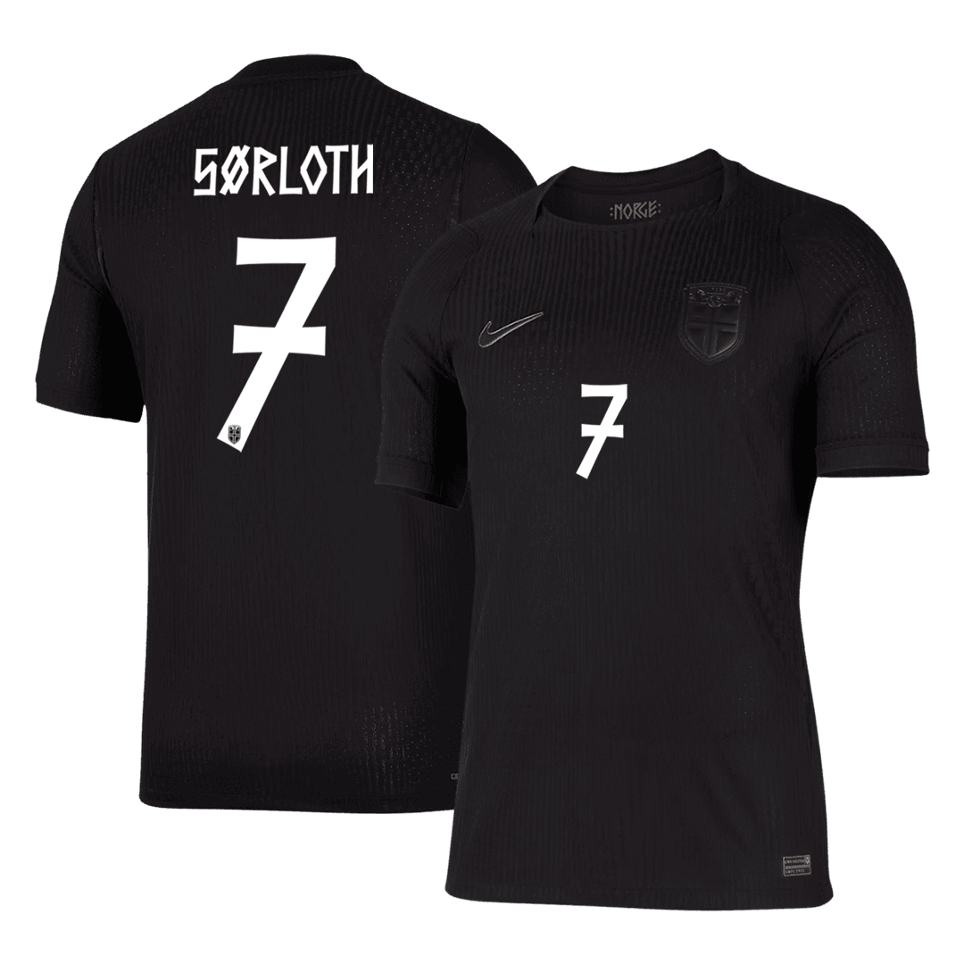 Versão do Jogador SØRLOTH #7 Noruega Fora Copa do Mundo Futebol Camisas 2026 Preto