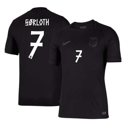 Versão do Jogador SØRLOTH #7 Noruega Fora Copa do Mundo Futebol Camisas 2026 Preto
