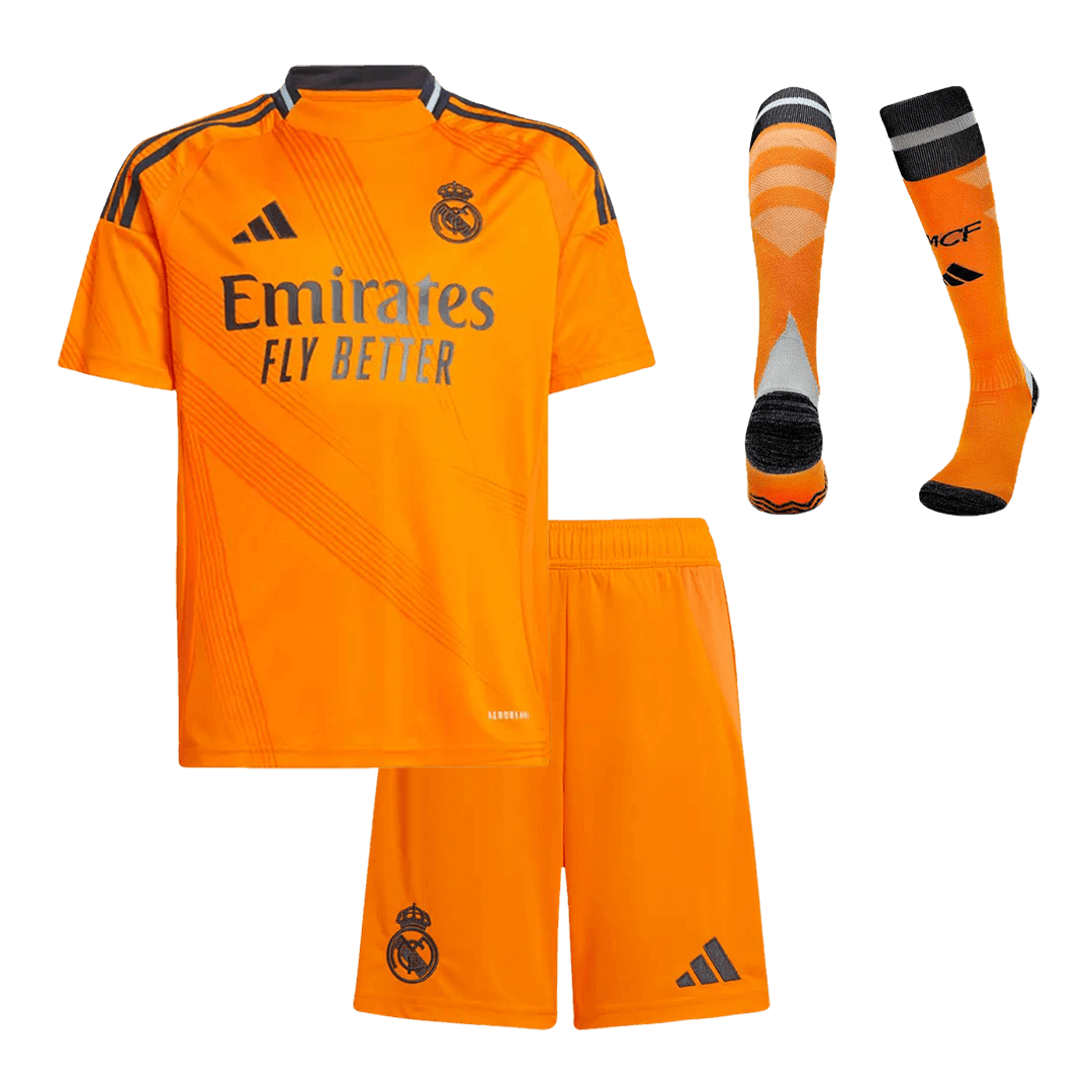 Kit de camisa de futebol alternativo do Real Madrid infantil (Camisa + Shorts + Meias) 2024/25