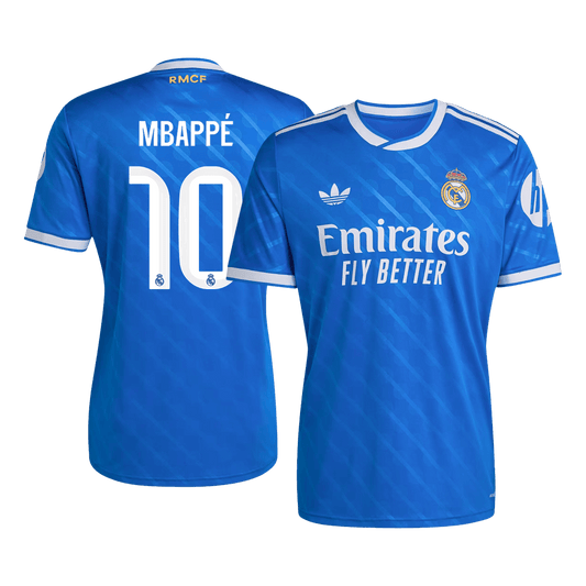 MBAPPÉ #10 Real Madrid Fora Terceira Camisa 2025/26- Azul camisola de futebol