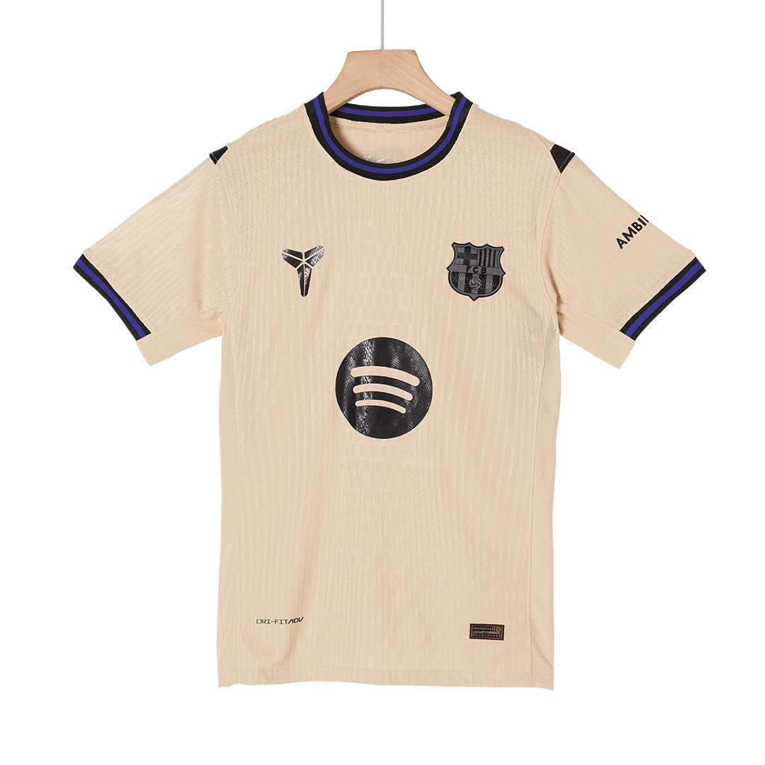 Jogador LAMINE YAMAL #10 Barcelona Fora UCL Futebol Camisas 2025/26 Amarelo