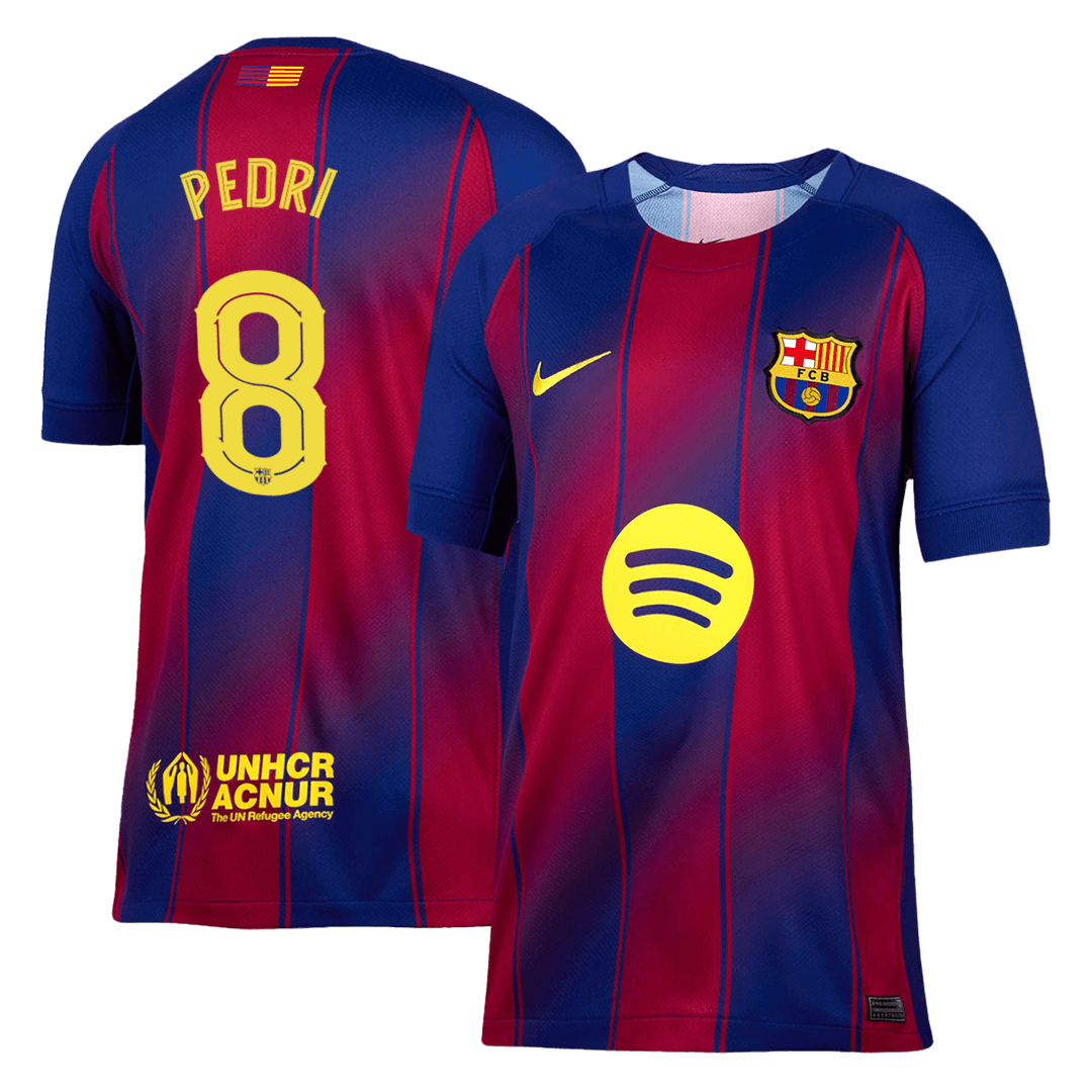 PEDRI #8 Barcelona Casa Camisa 2025/26- Vermelho&Azul camisola de futebol