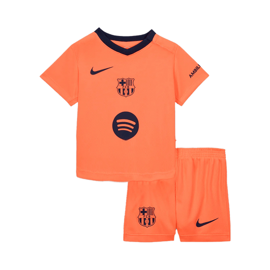Barcelona Infantil Fora Terceira Futebol Camisa 2025/26 Laranja camisola de futebol