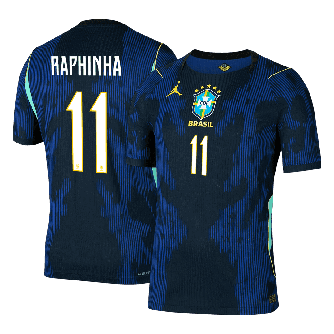Versão do Jogador RAPHINHA #11 Brasil Fora Copa do Mundo Futebol Camisas 2026 Marinha