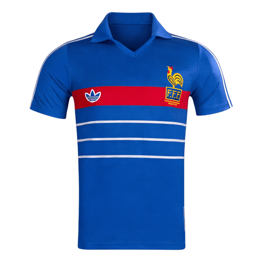 Retrô França Casa Camisa 1984 Azul