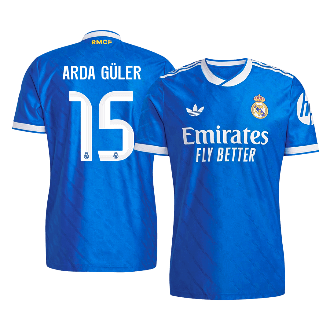 Jogador ARDA GÜLER #15 Real Madrid Fora Terceira Futebol Camisas 2025/26 Azul camisola de futebol