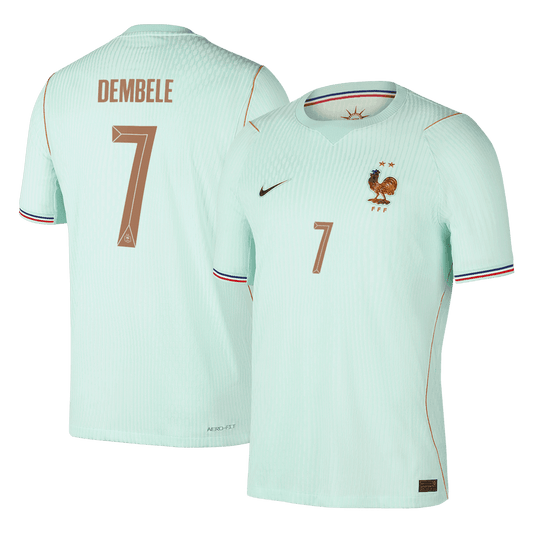 Versão do Jogador DEMBELE #7 França Fora Copa do Mundo Futebol Camisas 2026 Verde