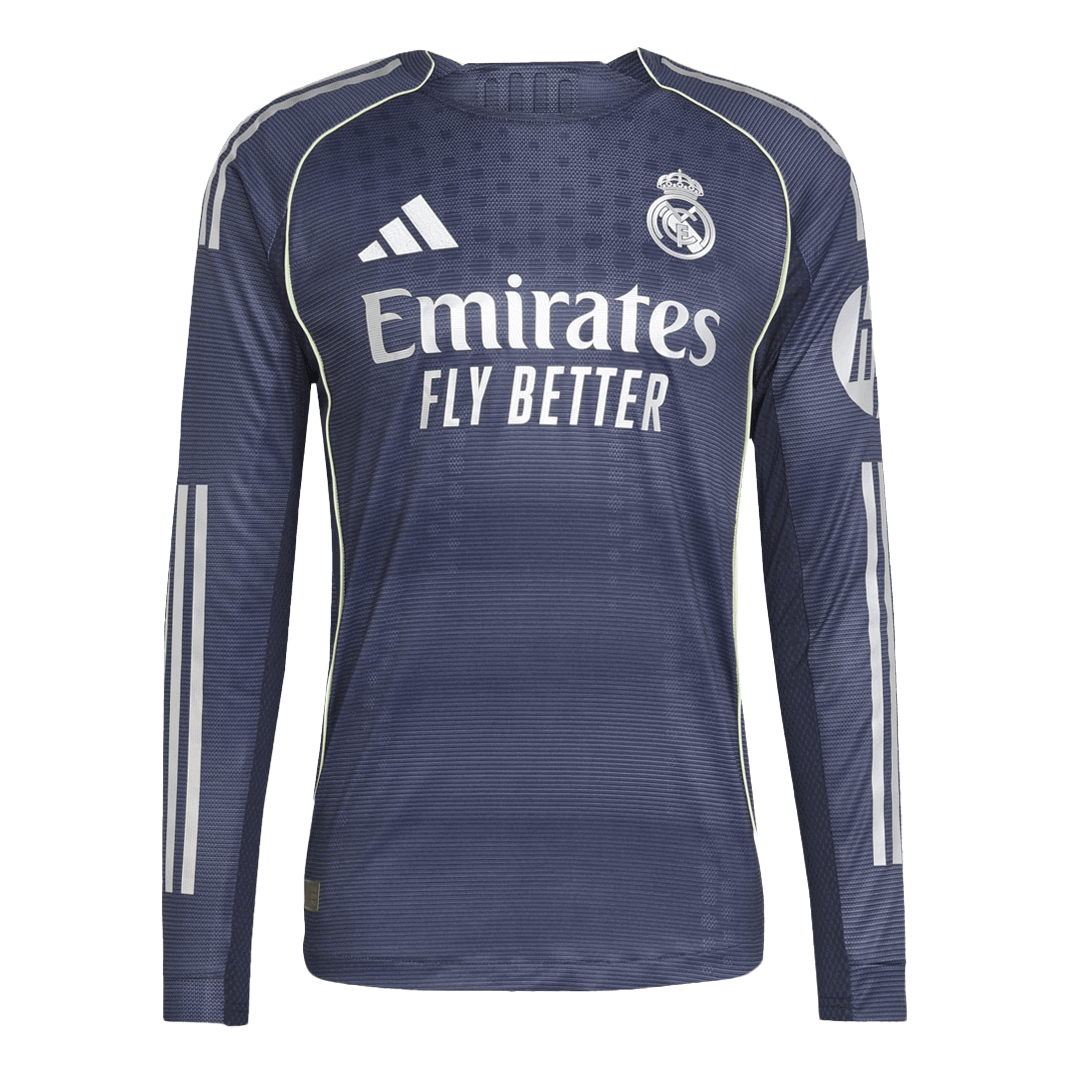 Real Madrid Fora Manga Longa Futebol Camisas 2025/26 Marinha camisola de futebol