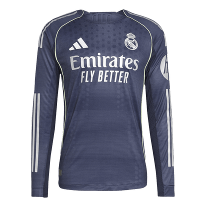 Real Madrid Fora Manga Longa Futebol Camisas 2025/26 Marinha camisola de futebol