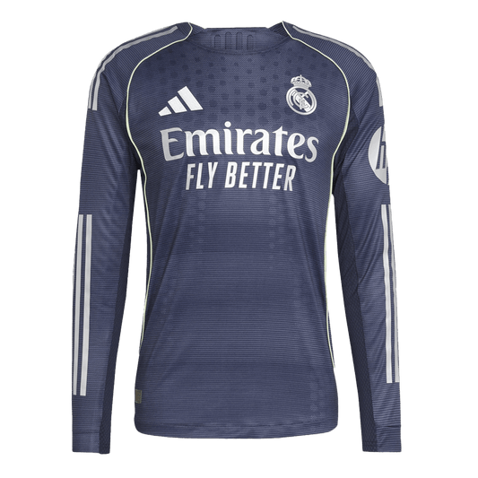 Real Madrid Fora Manga Longa Futebol Camisas 2025/26 Marinha camisola de futebol
