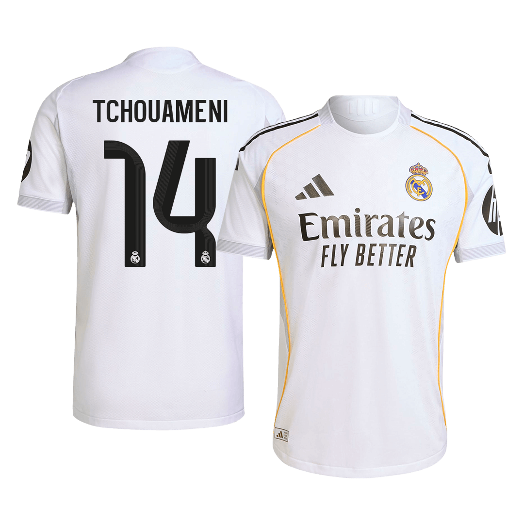 Jogador TCHOUAMENI #14 Real Madrid Casa Futebol Camisas 2025/26 Branco camisola de futebol