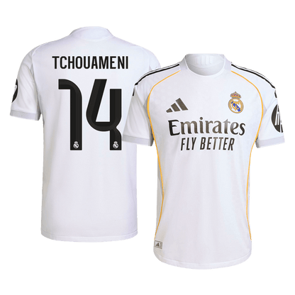 Jogador TCHOUAMENI #14 Real Madrid Casa Futebol Camisas 2025/26 Branco camisola de futebol