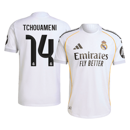 Jogador TCHOUAMENI #14 Real Madrid Casa Futebol Camisas 2025/26 Branco camisola de futebol