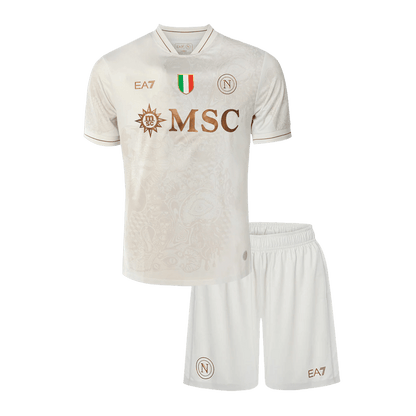 Napoli 
 Fora 
Camisas Infantis 
Conjunto 2025/26 
 Branco camisola de futebol