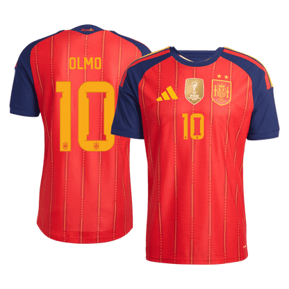 Versão do Jogador OLMO #10 Spain Casa Copa do Mundo Futebol Camisas 2026 Vermelho